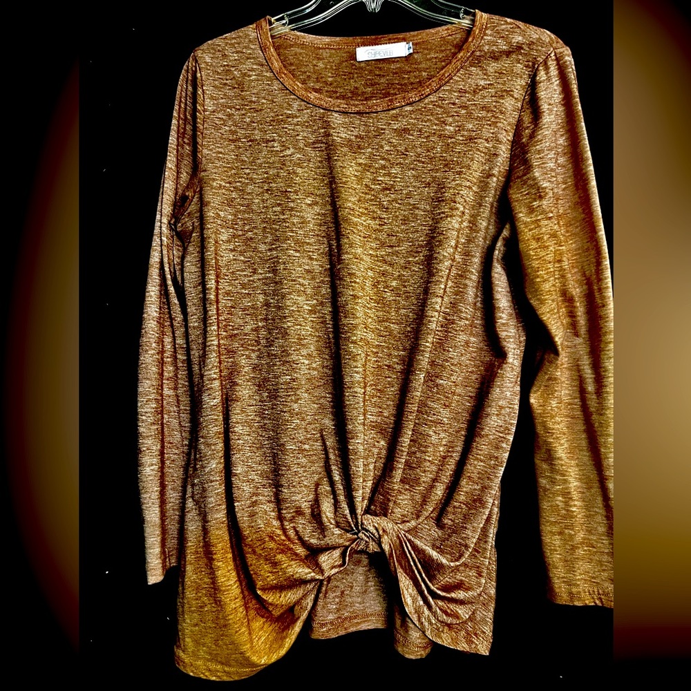 Shibever woman’s long-sleeve brown polyester top Size Small